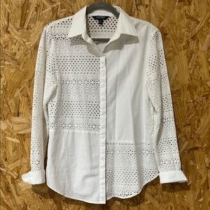Vintage LAUREN Ralph Lauren White Eyelet Button Up